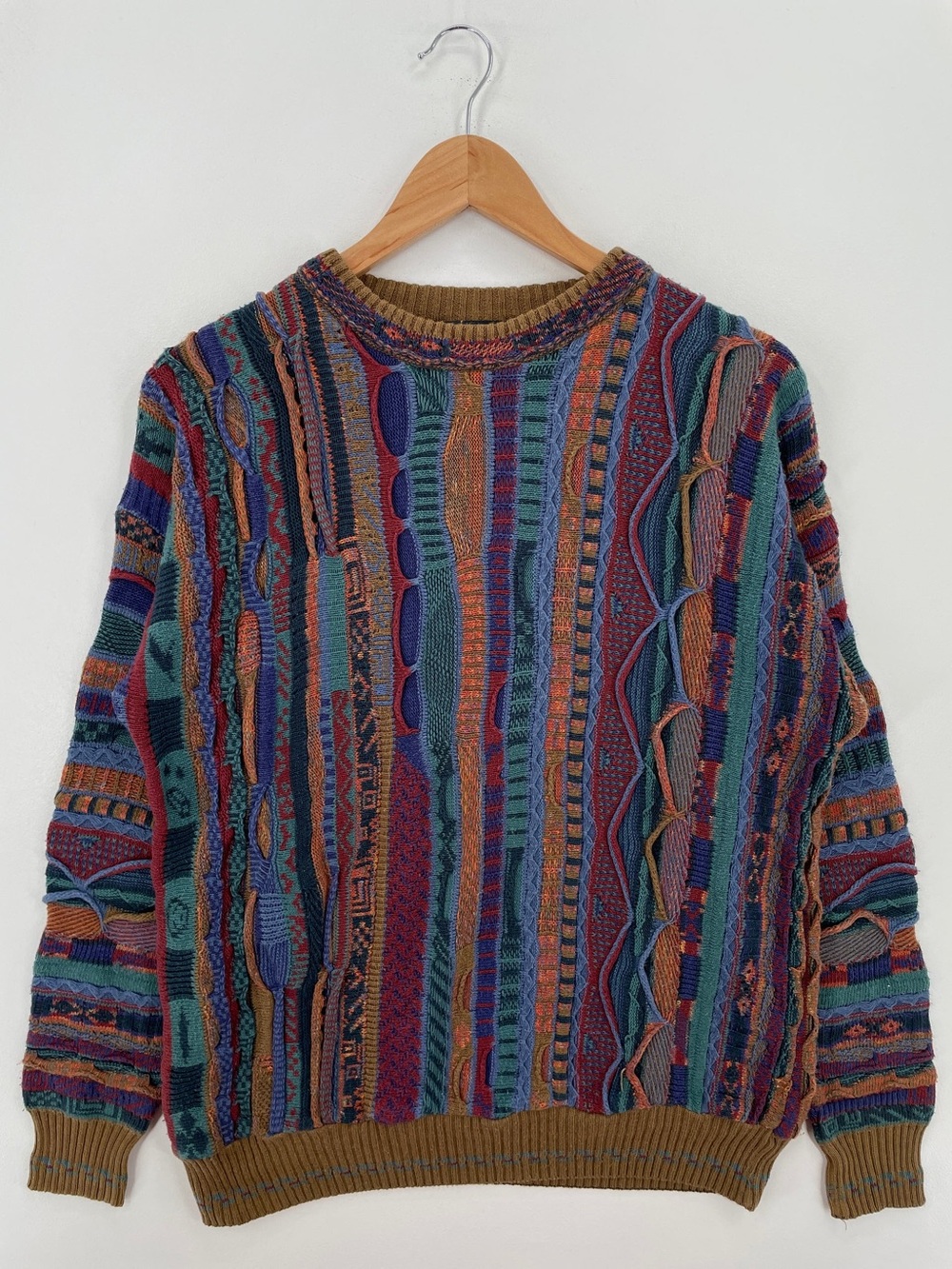 Multicolor Striped Textured Crewneck Sweater - Men's